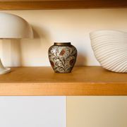 Vintage enamelled brass vase