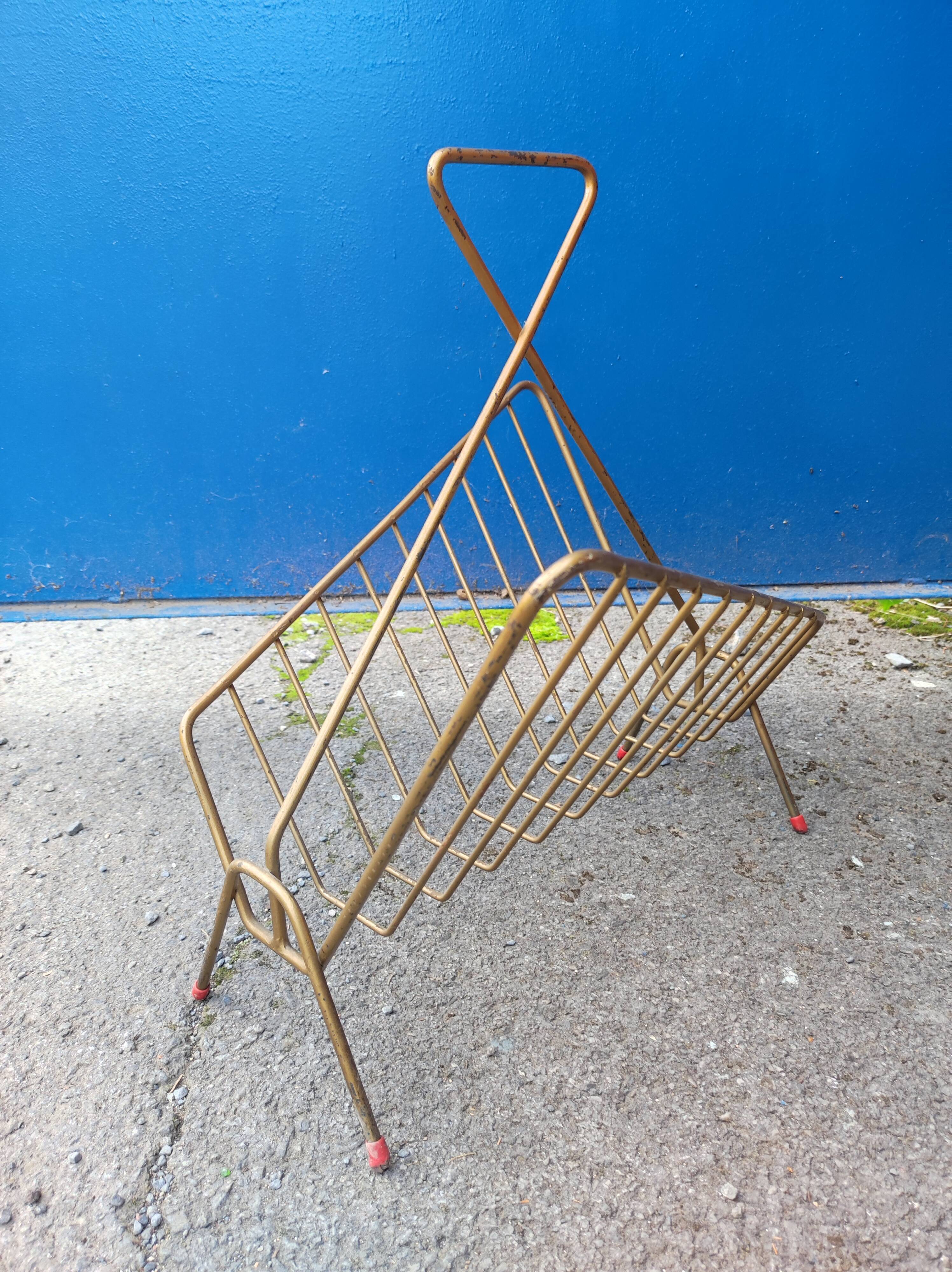 Design magazine holder vintage golden steel file