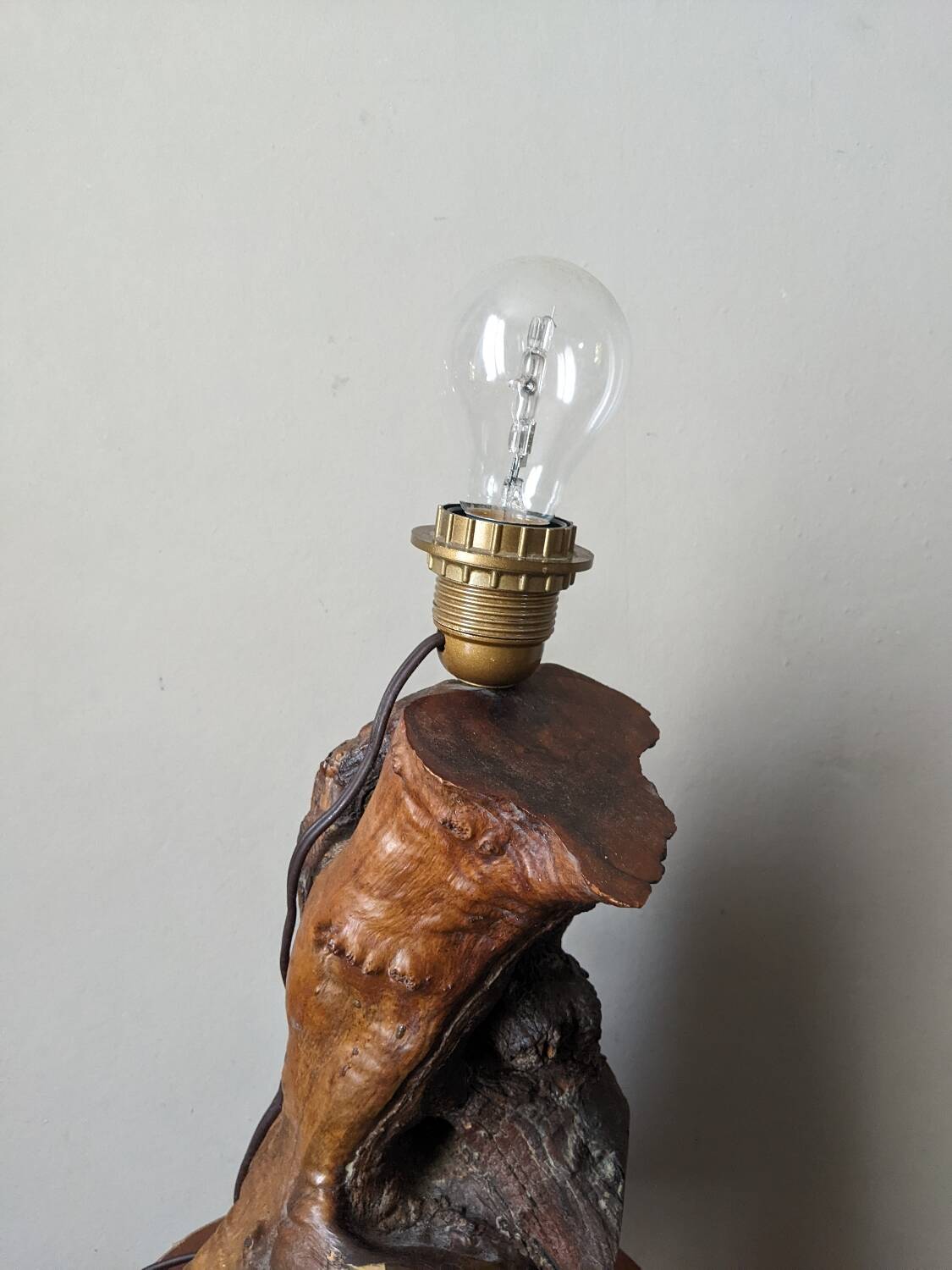 Olive wood lamp base folk art country decoration