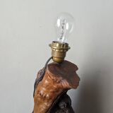 Olive wood lamp base folk art country decoration