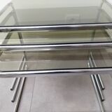 Chrome and Smoked Glass Nesting Tables