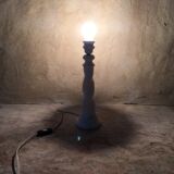 Pied de lampe torsadé en albâtre blanc
