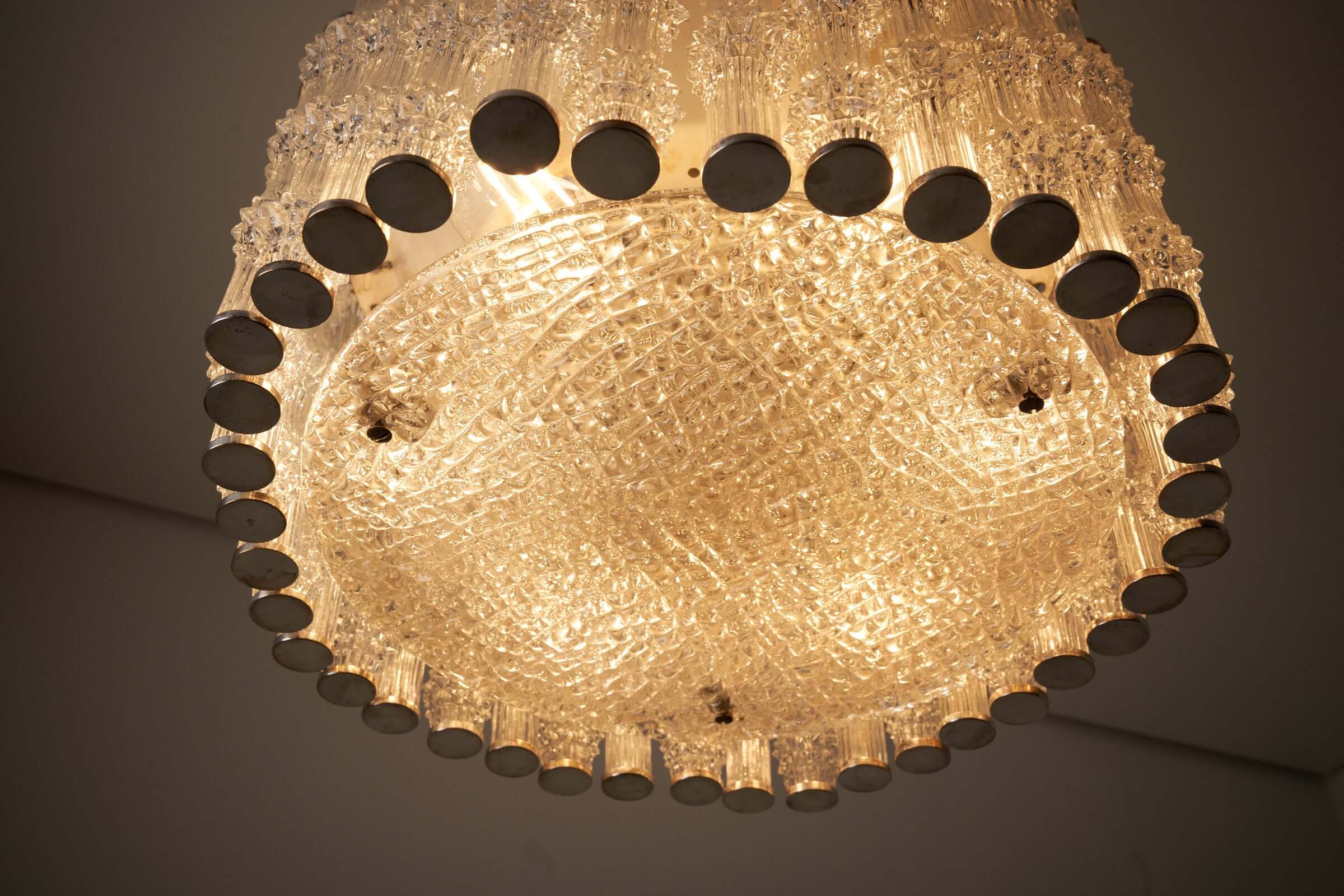 Kaiser Leuchten glass pendant lamp with nickel patina