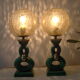 Pair of vintage lamps in bordeaux art ceramic