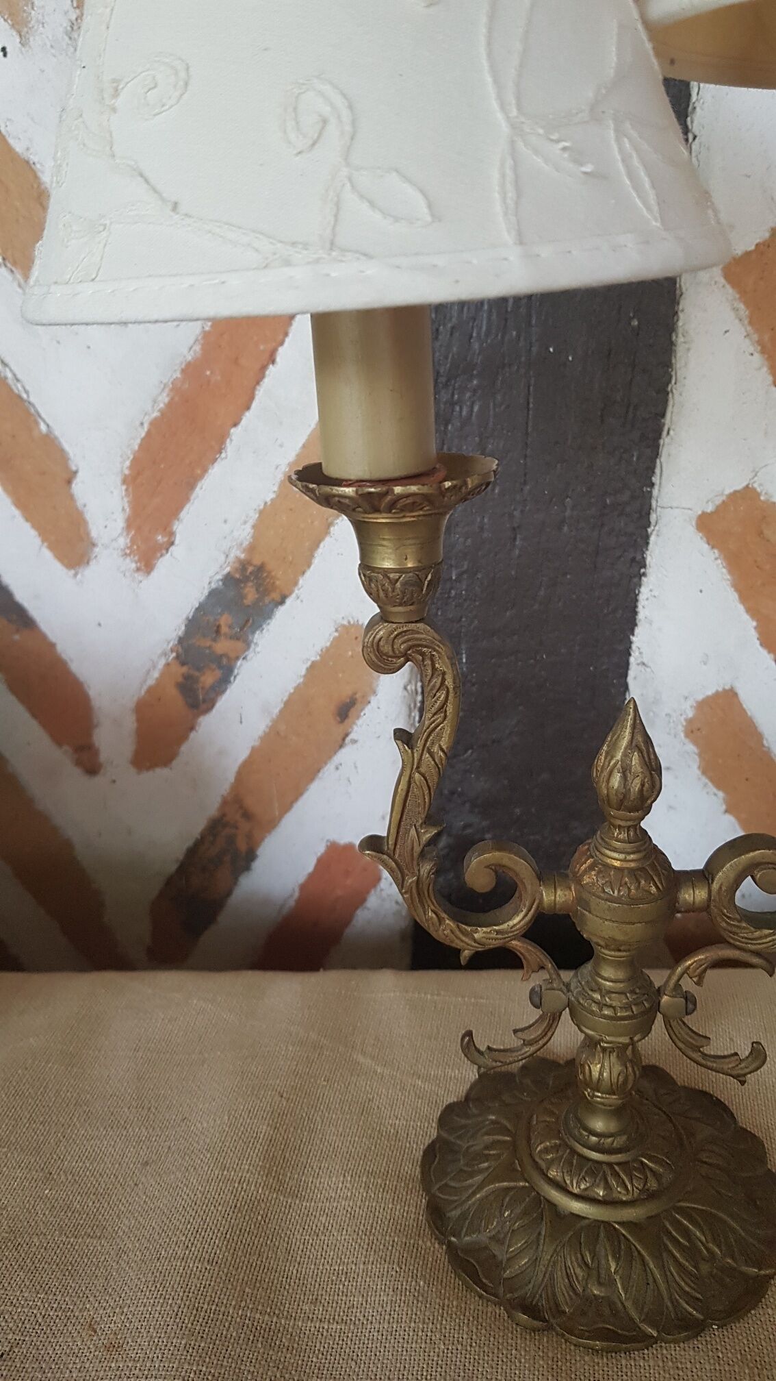 Candlestick lamp bronze double fire