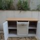 Vintage sideboard in pearl grey patinated oak, wooden top.