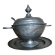 Soup tureen in pewter with ladle and tray 92% lead-free