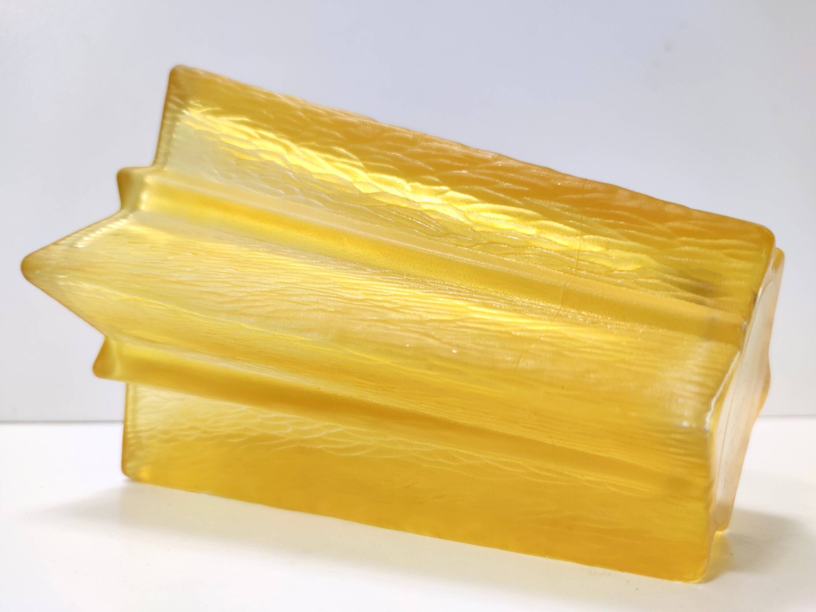 Art Deco Star Shaped Yellow Glass Vase Attributed to Pierre D'Avesn for Dau