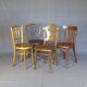 Set of 4 bistro chairs, wooden seats 1925