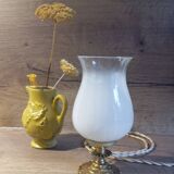 Art deco accent lamp with white opaline bronze base