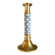 Candlestick in gilded brass and blue earthenware