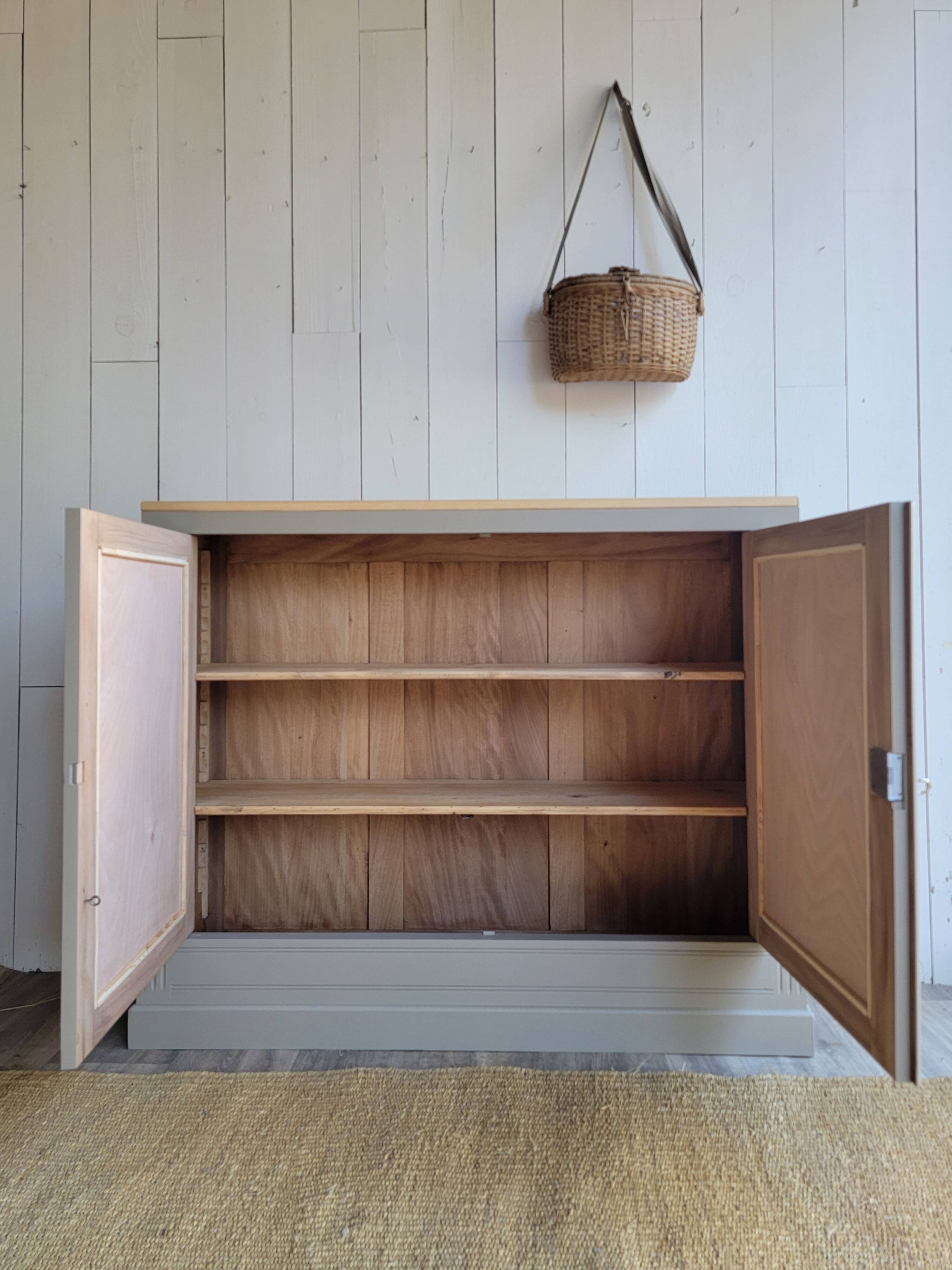 renovated wooden sideboard in brown