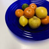 Large blue glass fruit dish or bowl