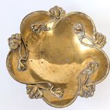 Bol sur pied en laiton | Motif floral Art Nouveau Antique