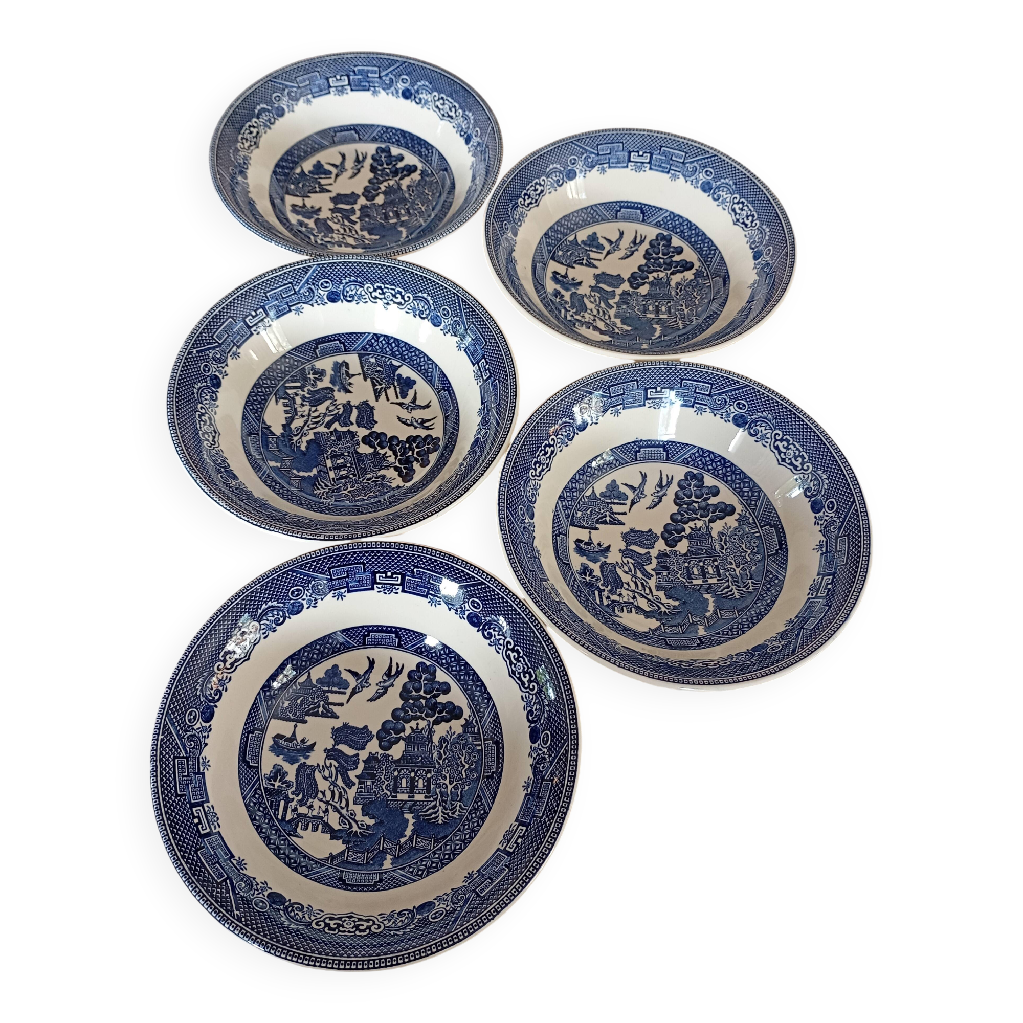 5 English bowls "Willow" Johnson Brothers