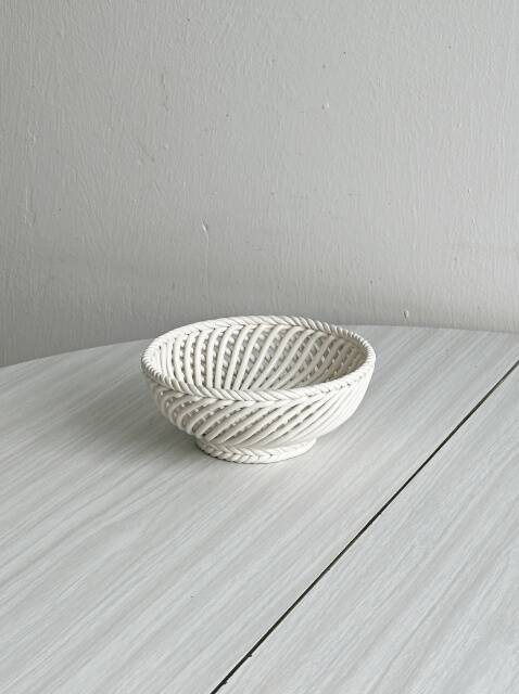 Antique twisted white porcelain basket