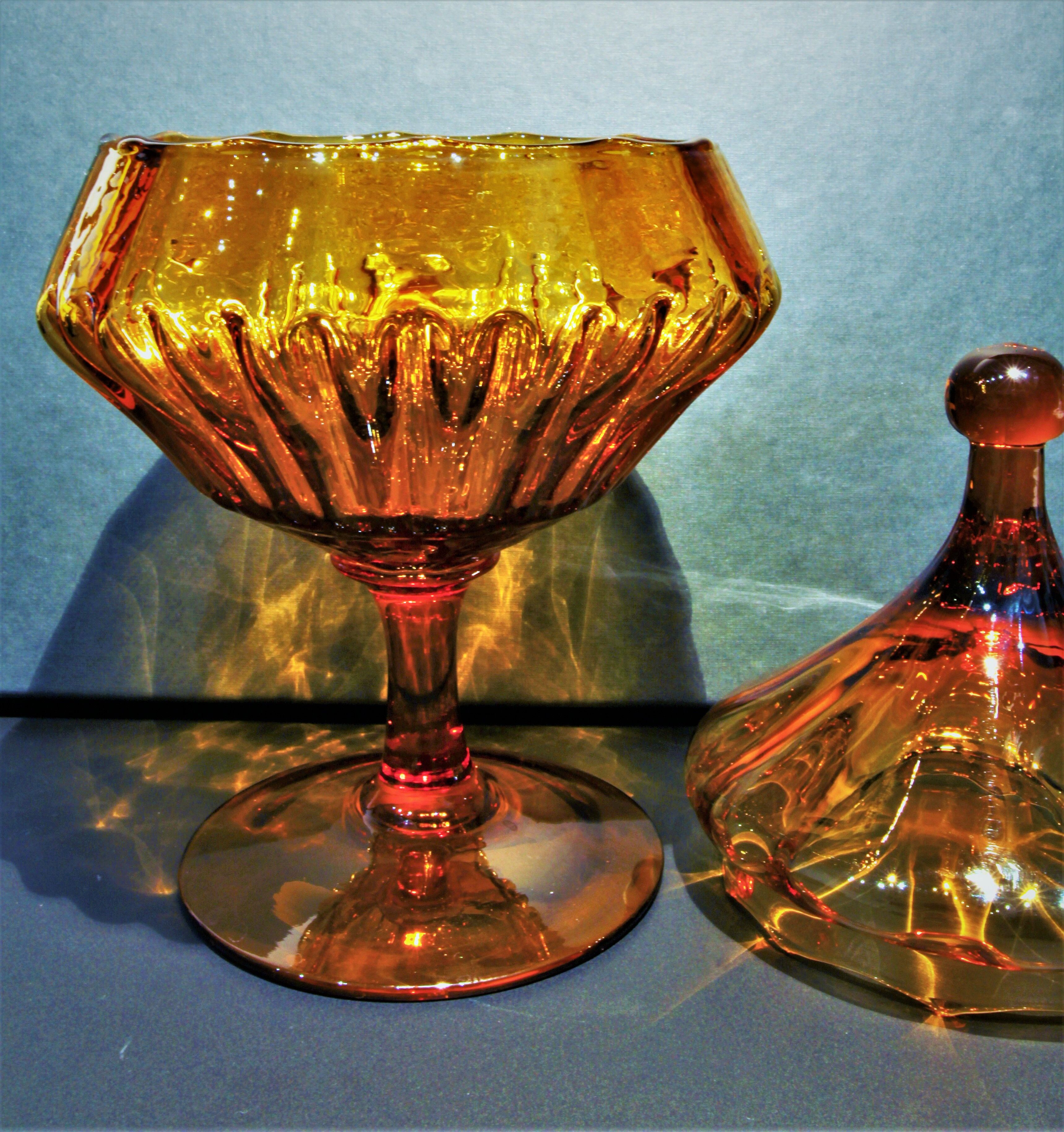 Large orange Bohemian crystal candy maker