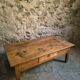 Antique cherry coffee table, rustic farmhouse table with drawer, circa 1750–1800.