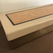 Rectangular mother-of-pearl and brass storage box 1970
