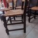 5 straw and wood chairs, brutalist 60s