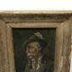 Portrat painting old man smoking a pipe