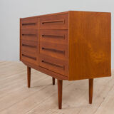 Danish mid century wide teak dresser with 8 drawers, 1960s