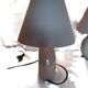2 grey ceramic bedside lamps