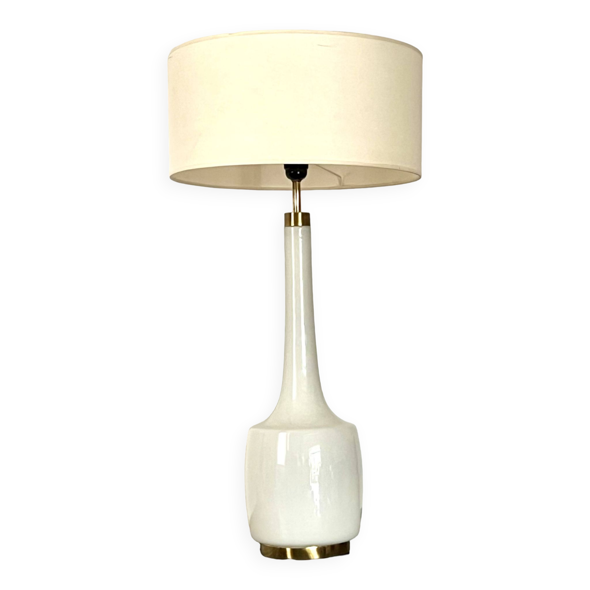 Large Scandinavian opaline and brass lamp designed by Holm Sørensen