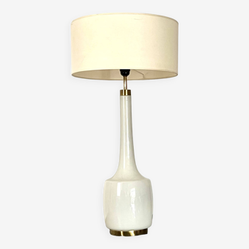 Grande lampe scandinave opaline et laiton design Holm Sørensen