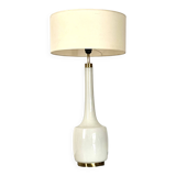 Large Scandinavian opaline and brass lamp designed by Holm Sørensen