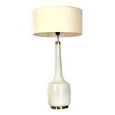 Large Scandinavian opaline and brass lamp designed by Holm Sørensen