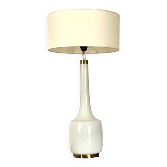 Large Scandinavian opaline and brass lamp designed by Holm Sørensen