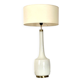 Grande lampe scandinave opaline et laiton design S.A.H. Sorrensen