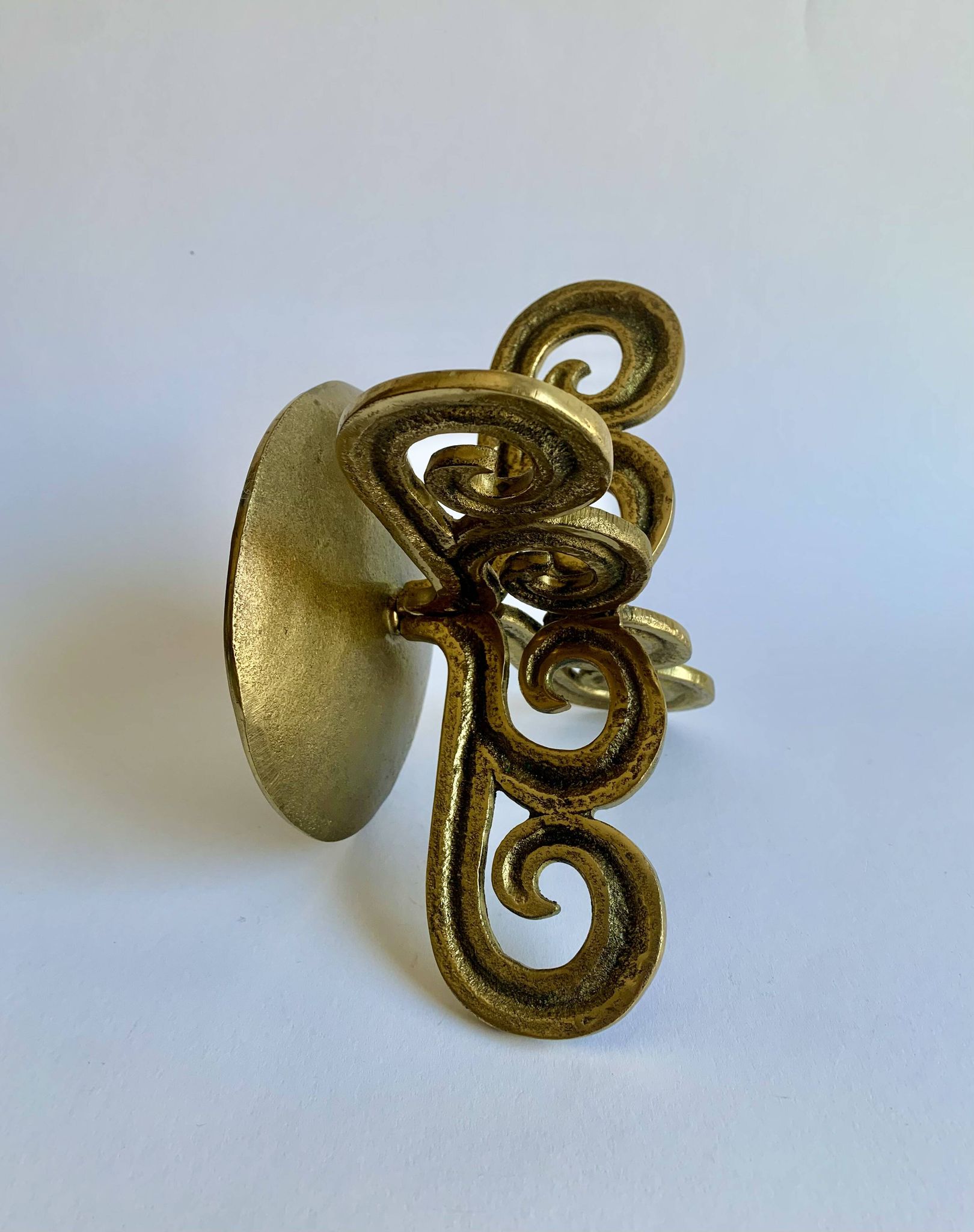 Brutalist bronze candleholder, 1970s