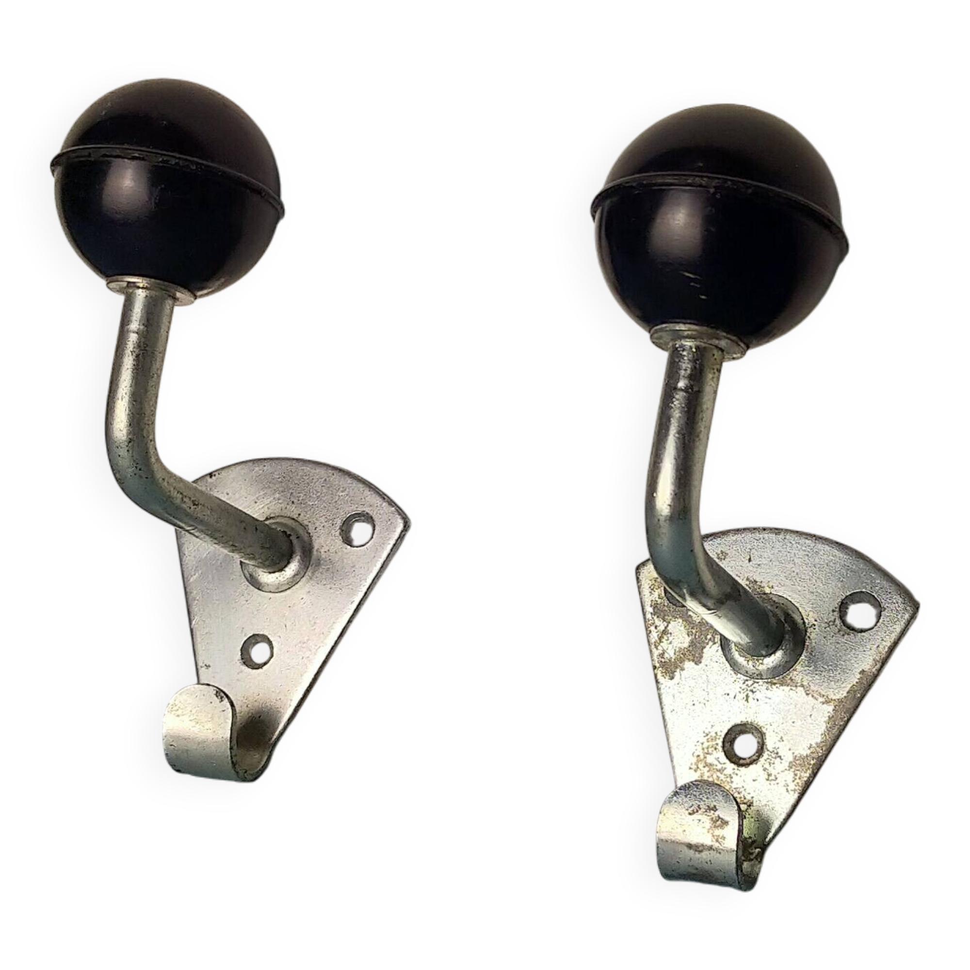 2 Bakelite ball coat hooks