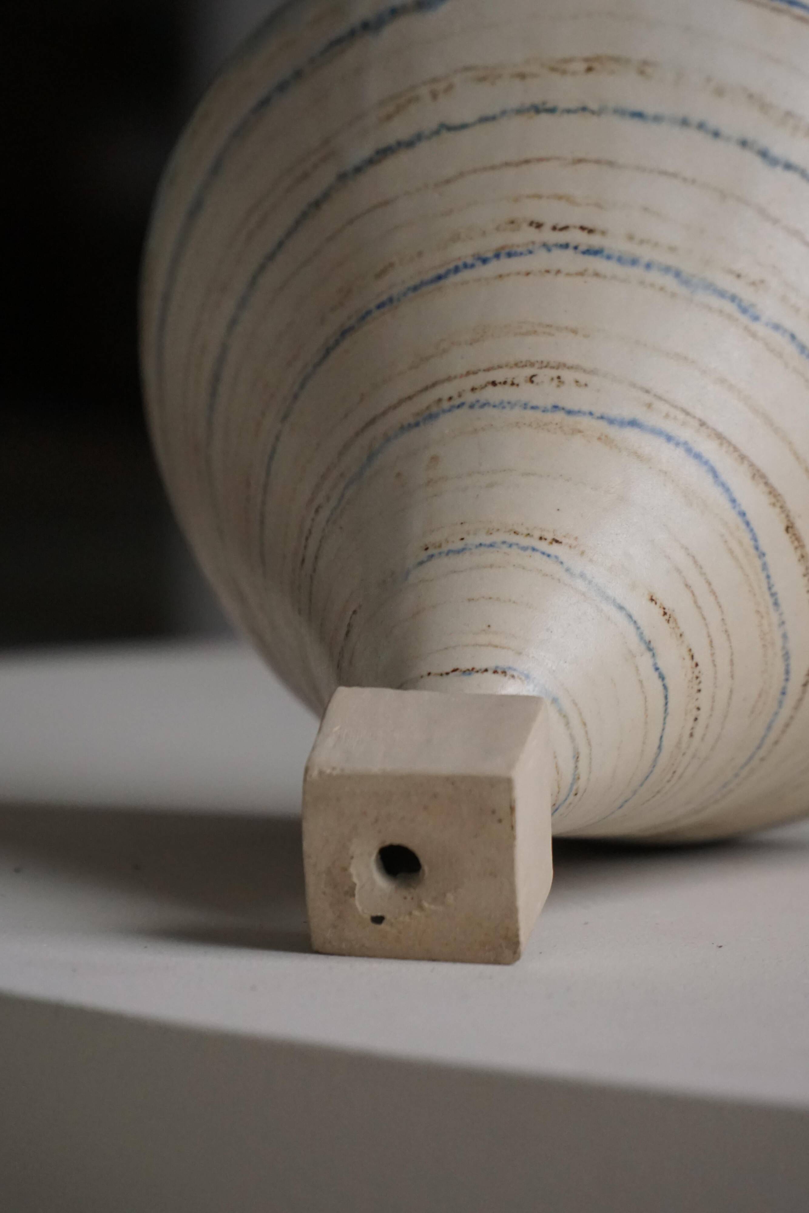 Decorative stoneware vase from mid-20th century, 1960s.