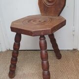 Breton brutalist tripod chair