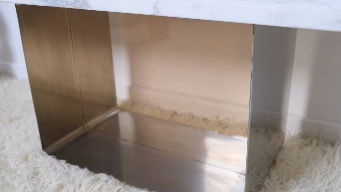 70s marble and aluminum coffee table