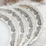 6 Small vintage plates in gold white porcelain Bavaria bird motif