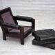 1970s, Danish armchair, brown furniture leather, oak wood.
