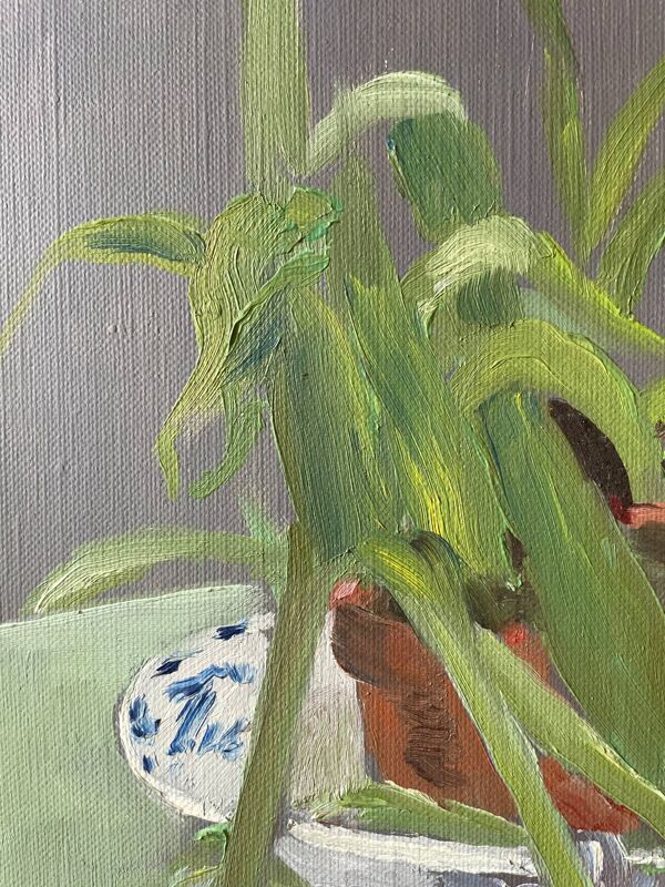 Tableau nature morte pot de fleur vintage années 70