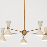 Italian brass chandelier 5 arms white