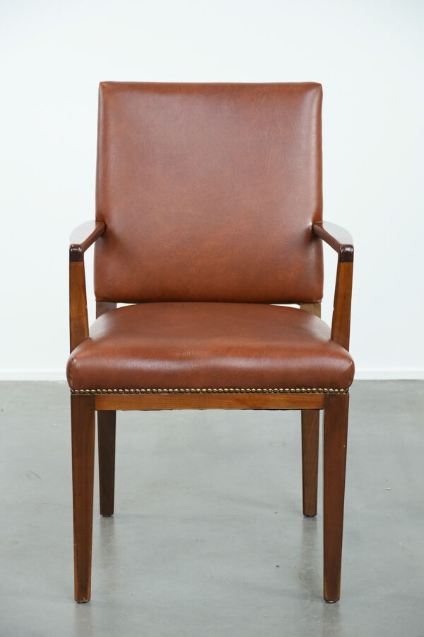 Bureau/chaise d'appoint vintage scandinave en bois et cuir de vache des années 60/70