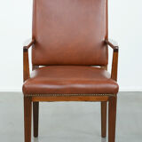 Vintage Scandinavian wooden and cowhide side/desk/chair from the 60s/70s