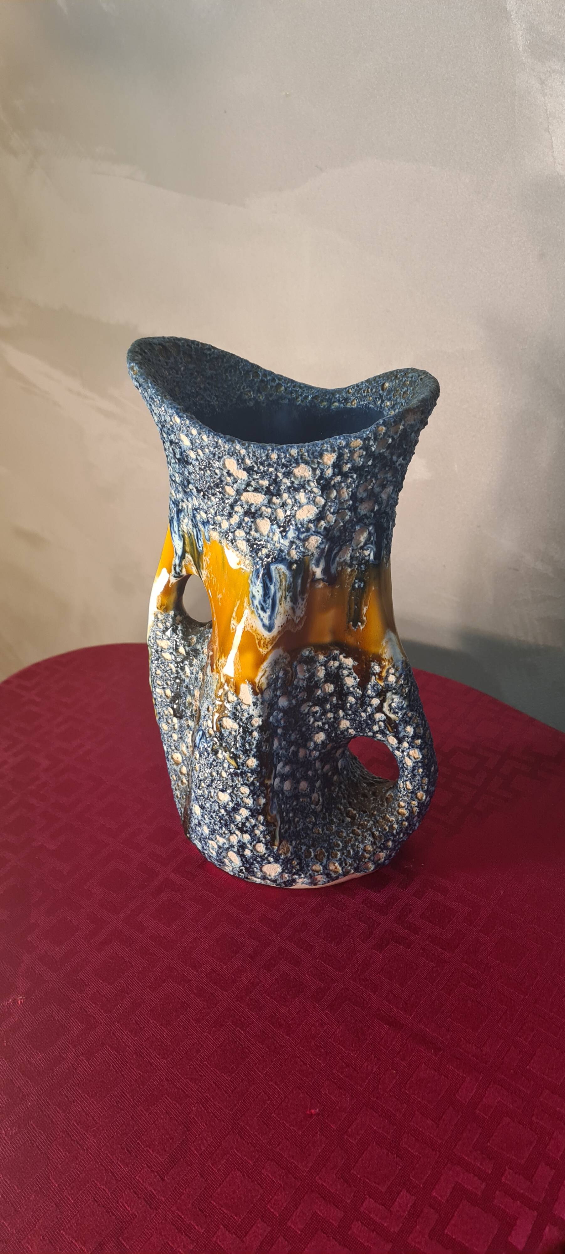 Ceramic vase 1960 In Ceramic Fat Lava Vallauris 25x15 very good condition