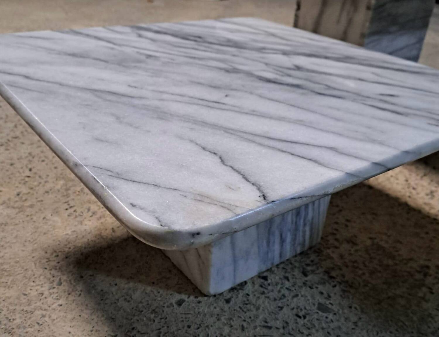 Trio vintage nesting coffee table square marble carrara calacatta white italian