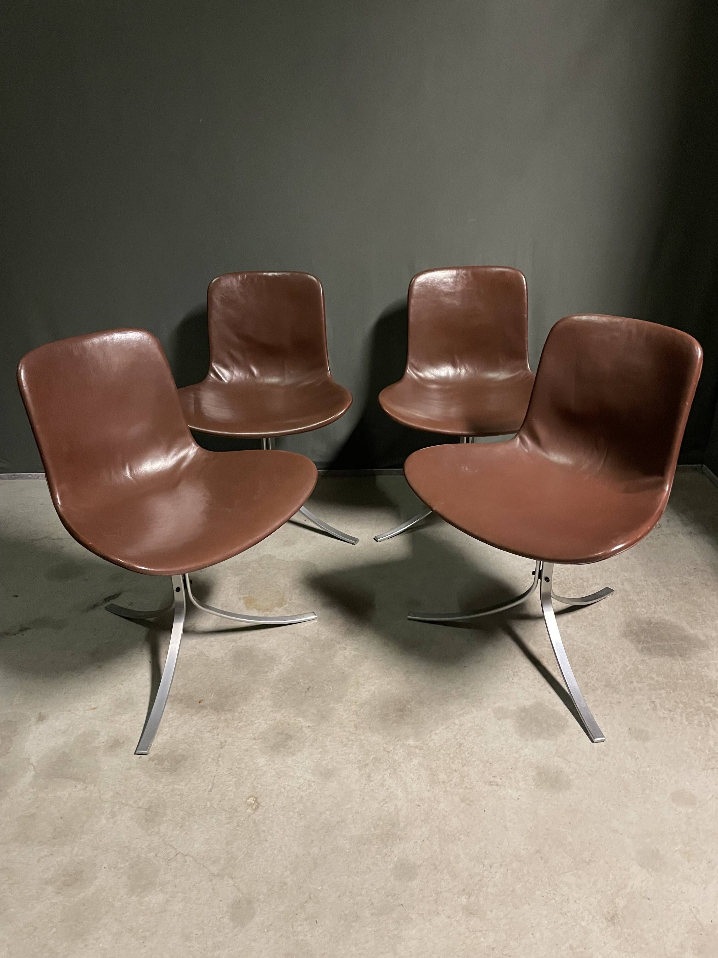 Set of 4 - pk9 chairs by poul kjærholm for e. kold christensen, 1960s