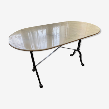 Table bistrot marbre pied en fonte