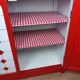 Meuble de métier , buffet parisien en tôle émaillé rouge et blanc