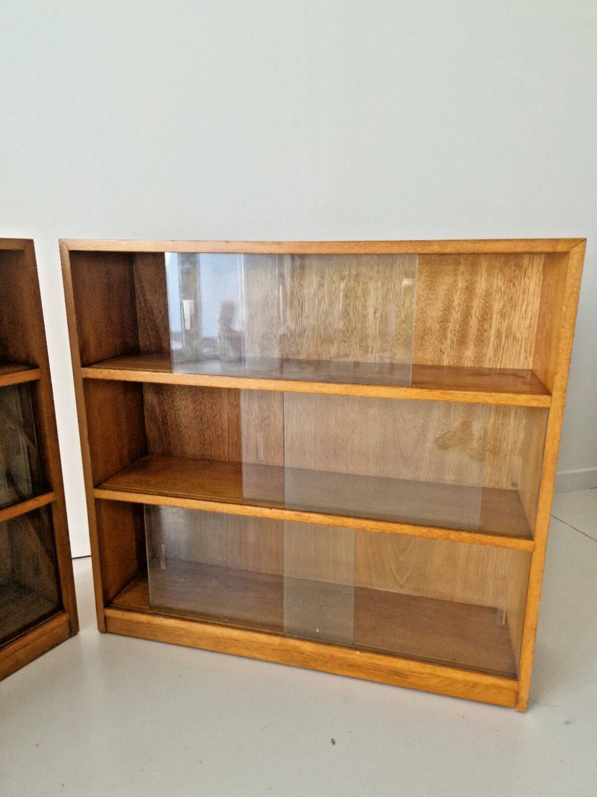 Pair of Mid-Century Oak School Bookcases